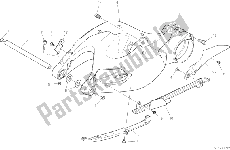 All parts for the Swing Arm of the Ducati Multistrada 1260 ABS USA 2018